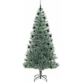 vidaXL Kunstkerstboom Sneeuw Gevlokt met LED Licht Groen en Wit 210 cm