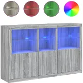 vidaXL Dressoir met LED-verlichting 162x37x100 cm grijs sonoma eiken