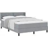 vidaXL Boxspring bed met hoofdeinde Lichtgrijs 200 x 140 cm Stof