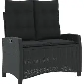 vidaXL 4-delige tuinset met kussens, zwart, polyrotan