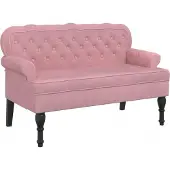 vidaXL Bankje met rugleuning 119,5x64,5x75 cm fluweel roze