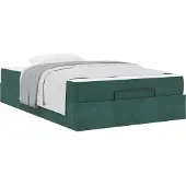 vidaXL Bedframe met matras 2 st Groen Fluweel