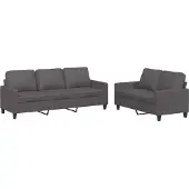 vidaXL 2-delige Loungeset met kussens kunstleer grijs