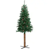 vidaXL Slanke Kerstboom Groen 210 cm PVC en massief dennenhout