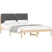 vidaXL Bedframe met Gevoerde Hoofdbord Donkergrijs 120 x 190 cm