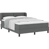 vidaXL Boxspring bed met hoofdeinde Donkergrijs 140 x 190 cm Stof