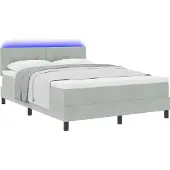 vidaXL LED Box Spring Bed Lichtgrijs 140 x 200 cm Fluweel