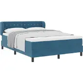 vidaXL Boxspringbed met hoofdeinde, donkerblauw, 140 x 190 cm, fluweel