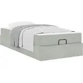 vidaXL Bedframe met matras 2 st Lichtgrijs Fluweel