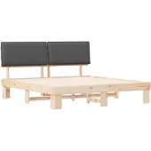 vidaXL Bedframe met Gevoerde Hoofdbord Donkergrijs 200 x 200 cm
