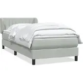 vidaXL Boxspring met matras fluweel lichtgrijs 80x210 cm