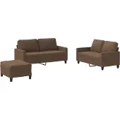 vidaXL 4-delige Loungeset met kussens stof bruin