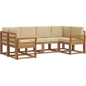 vidaXL Buiten bank set 6 st Natuurlijk en Beige