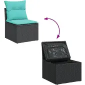 vidaXL 13-delige Loungeset met kussens poly rattan zwart