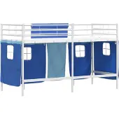 vidaXL Bunkbed voor kinderen met gordijnen Wit en Blauw 100 x 190 cm