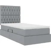 vidaXL LED opbergbed met matras Lichtgrijs 90 x 200 cm Stof