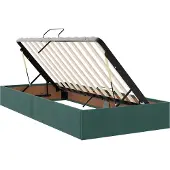 vidaXL LED-bed met opbergruimte en matras, donkergroen, 200 x 200 cm, fluweel