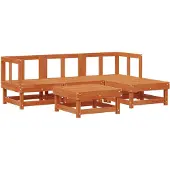 vidaXL Tuin loungeset 5 pcs Waskleur Bruin Massief grenenhout