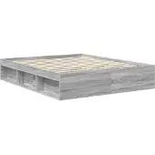 vidaXL Bedframe, grijze Sonoma kleur, 160 x 200 cm, massief grenenhout
