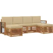 vidaXL Buiten bank set 6 st Natuurlijk en Beige