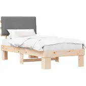 vidaXL Bedframe met Gevoerde Hoofdbord Lichtgrijs 100 x 200 cm