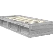 vidaXL Bedframe Grijs Sonoma 75 x 190 cm Massief grenenhout