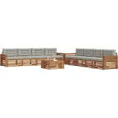 vidaXL Buiten bank set 9 st Natuurlijk en Licht Grijs