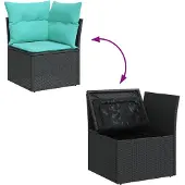 vidaXL 12-delige Loungeset met kussens poly rattan zwart