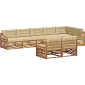 vidaXL Buiten bank set 8 st Natuurlijk en Beige