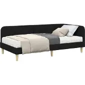 vidaXL Hoek Bed Frame Zwart 100 x 200 cm Stof