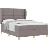 vidaXL Boxspring bed met hoofdeinde Taupe 190 x 140 cm Stof