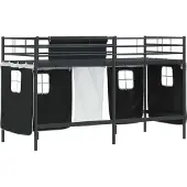 vidaXL Bunkbed voor kinderen met gordijnen Effen Zwart 100 x 190 cm