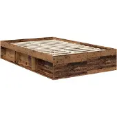 vidaXL Bedframe met hoofdeinde Oudhout 120 x 200 cm Massief grenenhout