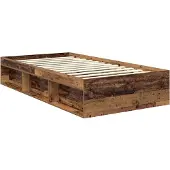 vidaXL Bedframe met hoofdeinde Oudhout 100 x 200 cm Massief grenenhout