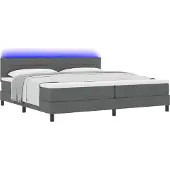 vidaXL Boxspring bed met hoofdeinde Donkergrijs 200 x 200 cm Stof