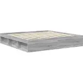 vidaXL Bedframe Grijs Sonoma 200 x 200 cm Massief grenenhout