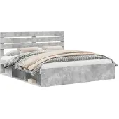 vidaXL Bedframe met hoofdeinde Beton 180 x 200 cm Massief grenenhout