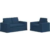 vidaXL Bankstel 2 st Blauw Stof