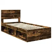 vidaXL Bedframe met hoofdeinde Rook Eiken 75 x 190 cm Bewerkt hout