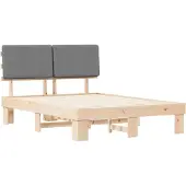 vidaXL Bedframe met Gevoerde Hoofdbord Lichtgrijs 135 x 190 cm