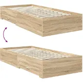 vidaXL Bedframe met lade Sonoma Eik en Zilver 75 x 190 cm Bewerkt hout