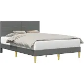 vidaXL Bedframe met hoofdeinde Donkergrijs 120 x 190 cm Stof