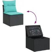 vidaXL 6-delige Loungeset met kussens poly rattan zwart