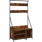 vidaXL Kledingrek met schoenenrek 100x41x184 cm gerookt eikenkleurig