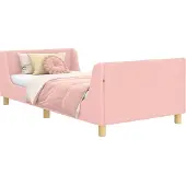 vidaXL Kinderen bedframe met hoofdboard Roze 90 x 190 cm Bouclé