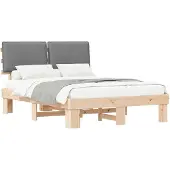 vidaXL Bedframe met Gevoerde Hoofdbord Lichtgrijs 140 x 190 cm