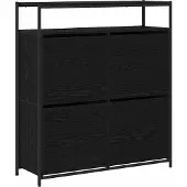 vidaXL Schoenenkast Zwart Eiken 100 x 34 x 112 cm Bewerkt hout