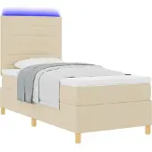 vidaXL LED Box Spring Bed met hoofdeinde Crème 80 x 200 cm Stof