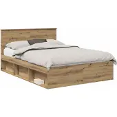 vidaXL Bedframe Ambachtelijk Eiken 150 x 200 cm Bewerkt hout