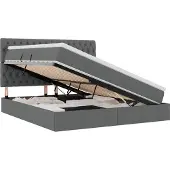 vidaXL Opslag bed met matras met opslag Donkergrijs 160 x 200 cm Stof